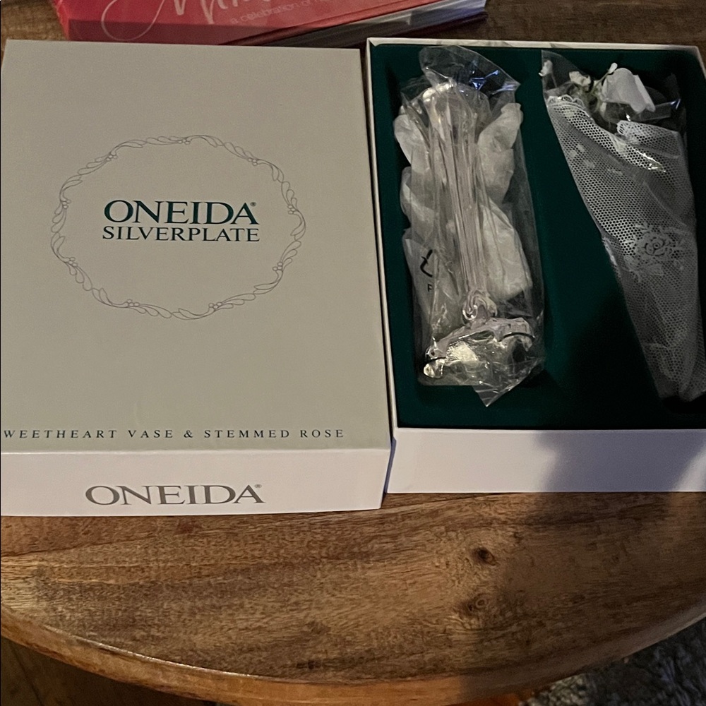 Oneida Silverplate Vase with Rose
